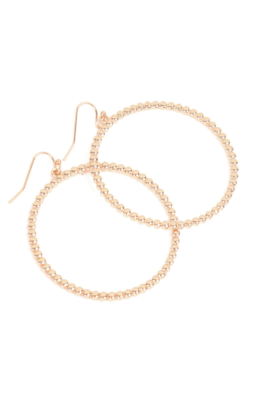 Round Textured Dangle Hook Earrings Gold /6Pcs