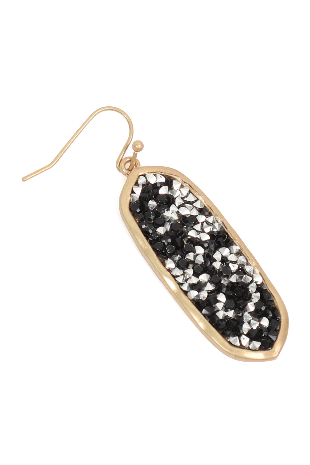 Oval Glitter Faceted Dangle Hook Earrings