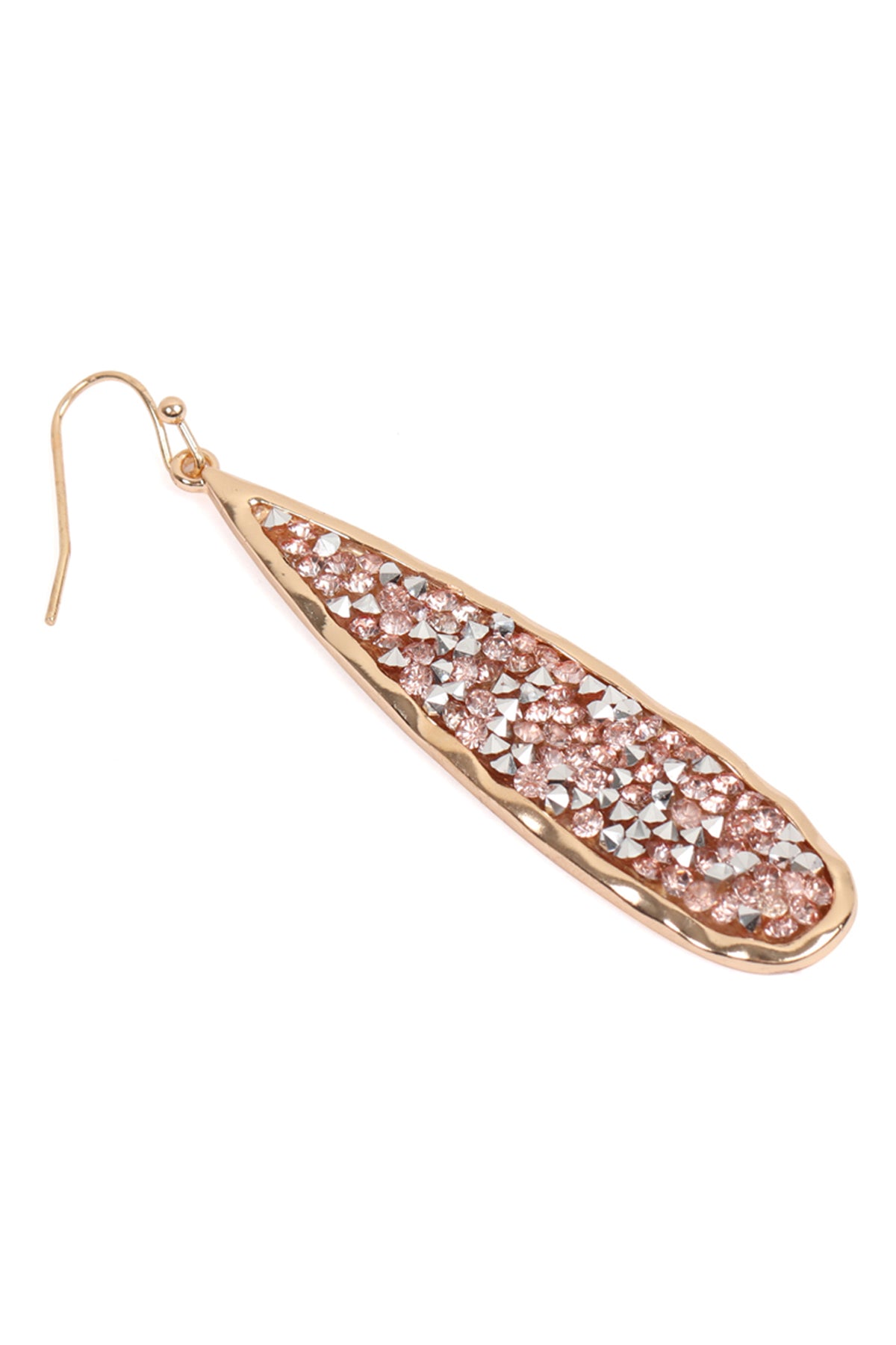Long Pear Glitter Faceted Dangle Hook Earrings