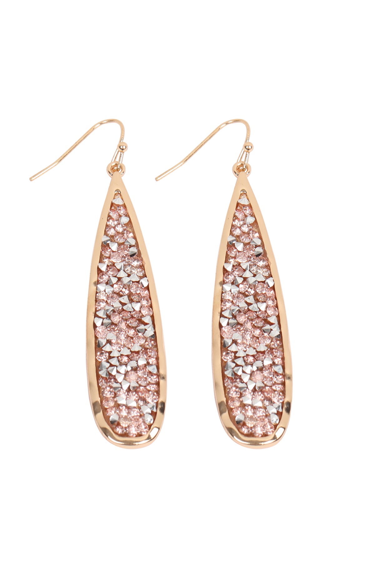 Long Pear Glitter Faceted Dangle Hook Earrings