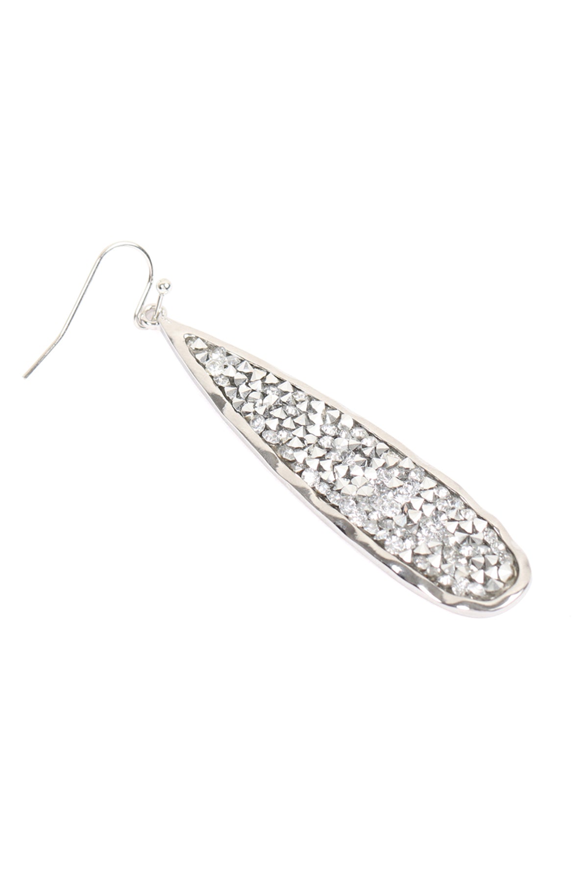 Long Pear Glitter Faceted Dangle Hook Earrings