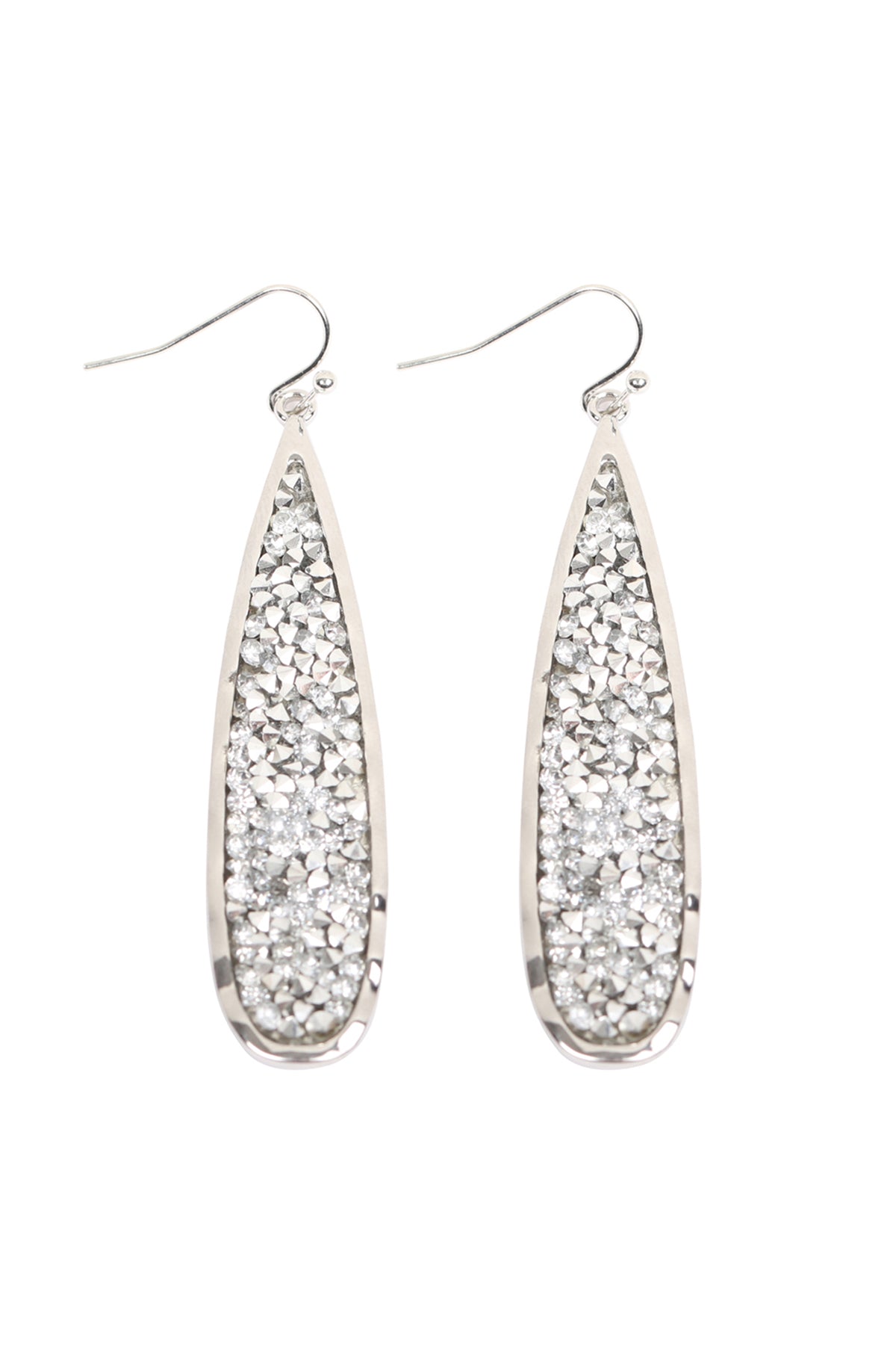 Long Pear Glitter Faceted Dangle Hook Earrings