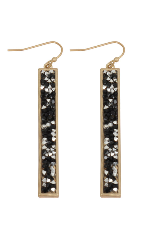 Bar Glitter Faceted Dangle Hook Earrings
