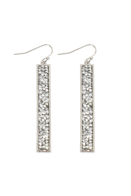 Bar Glitter Faceted Dangle Hook Earrings