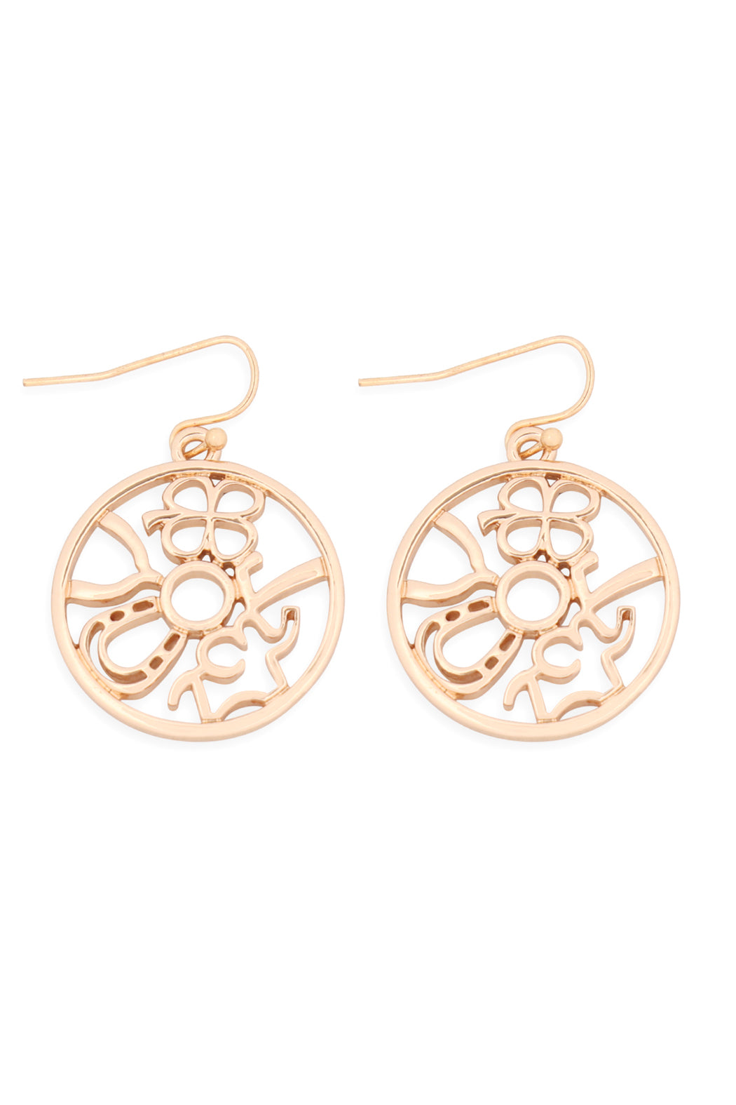Rose Gold Round Cast Dangle Hook Earrings
