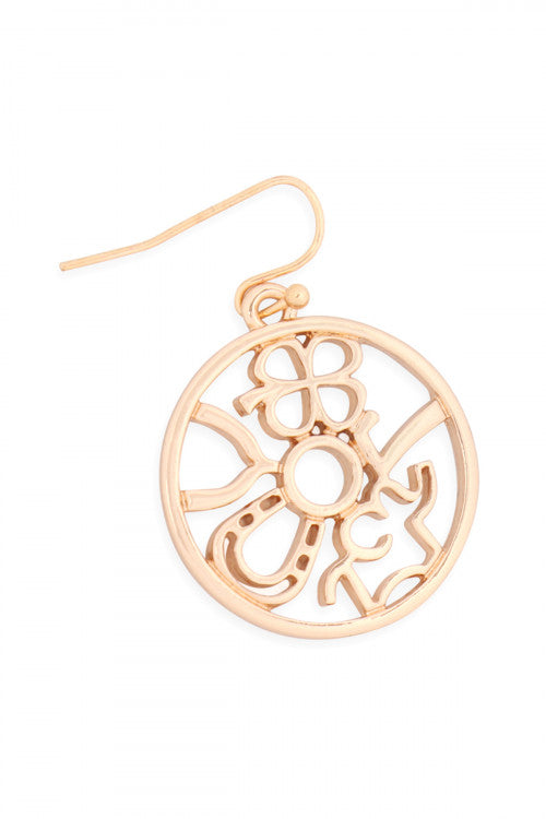 Rose Gold Round Cast Dangle Hook Earrings