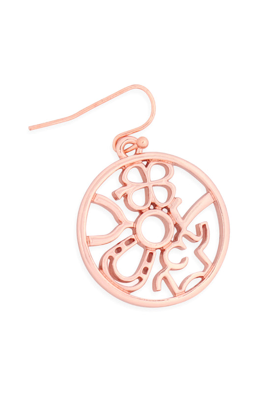 Rose Gold Round Cast Dangle Hook Earrings