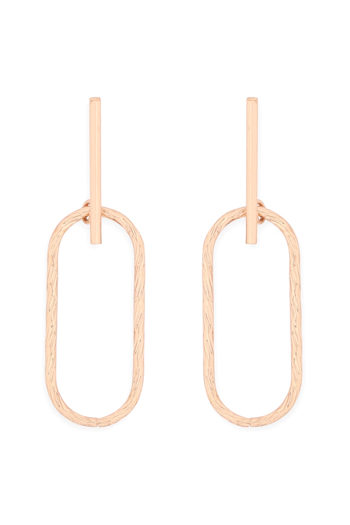 Gold Oval Dangle Drop Post Earrings