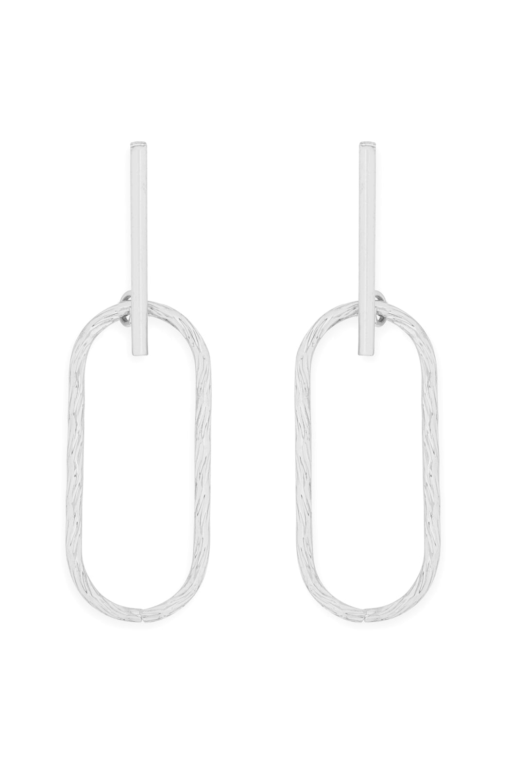 Gold Oval Dangle Drop Post Earrings