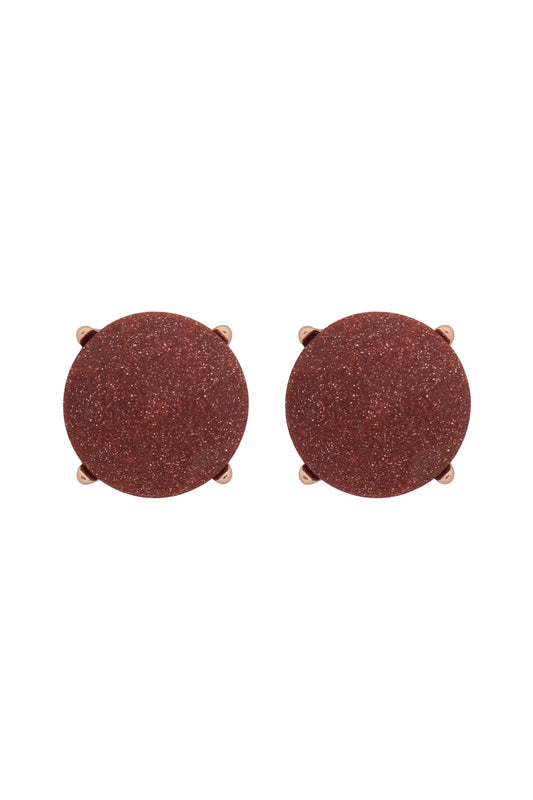 Faceted Stone Post Earrings Brown