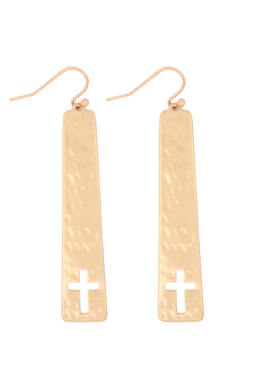 Open Cross Drop Earrings