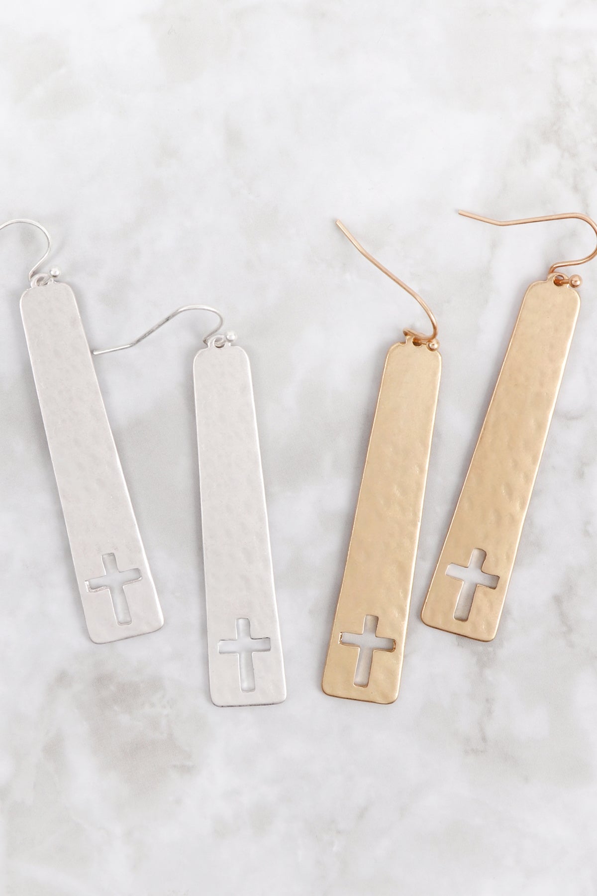 Open Cross Drop Earrings