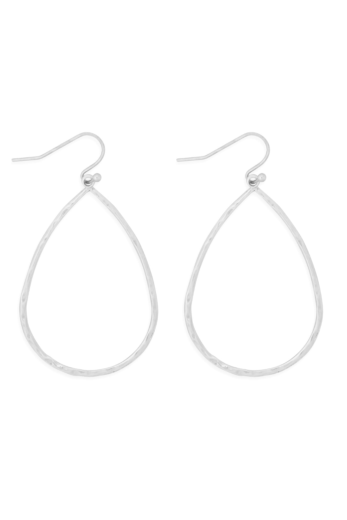 Open Teardrop Earrings Silver /6Pairs