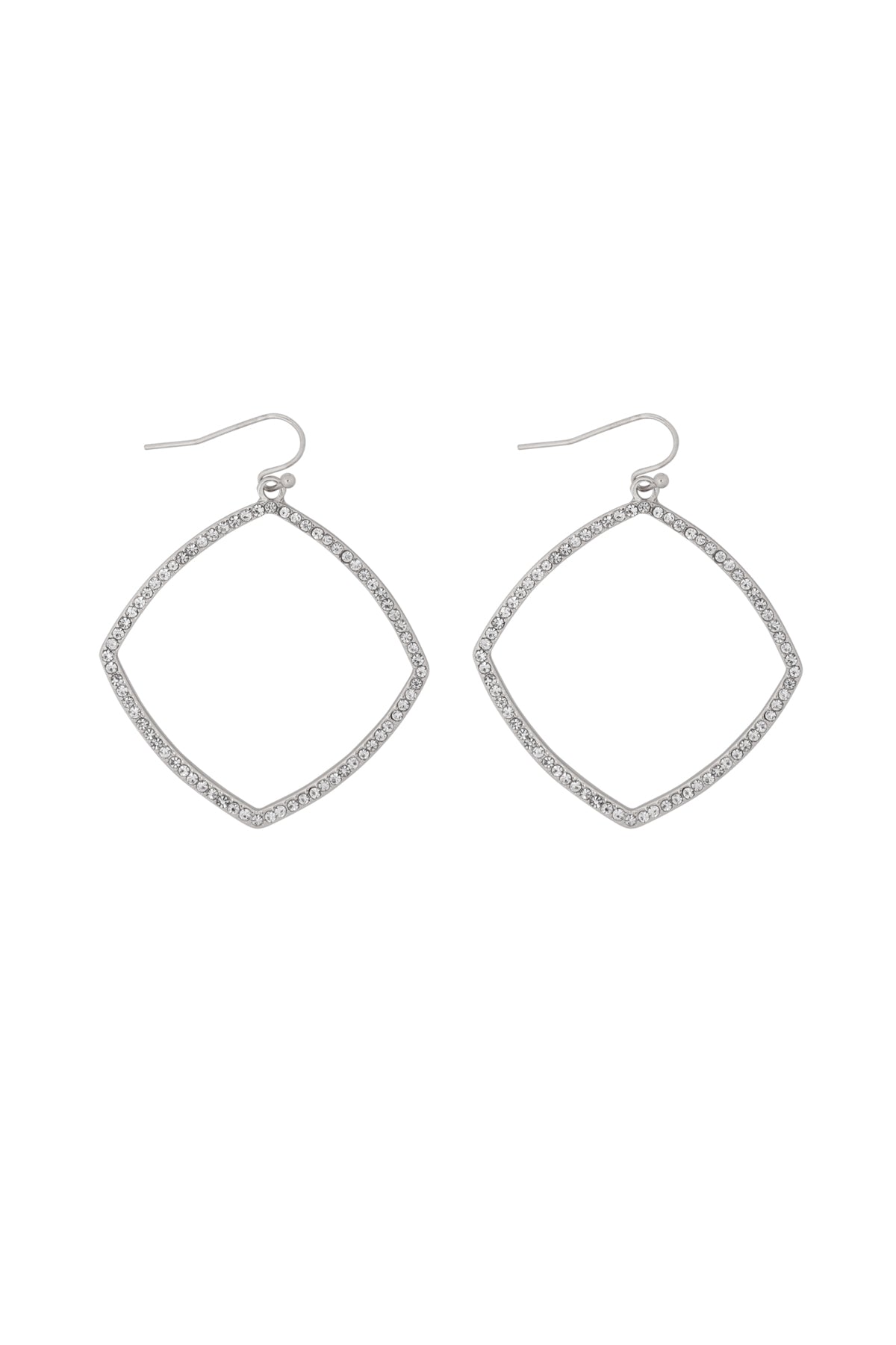 Zirconia Polygon Drop Earrings Silver