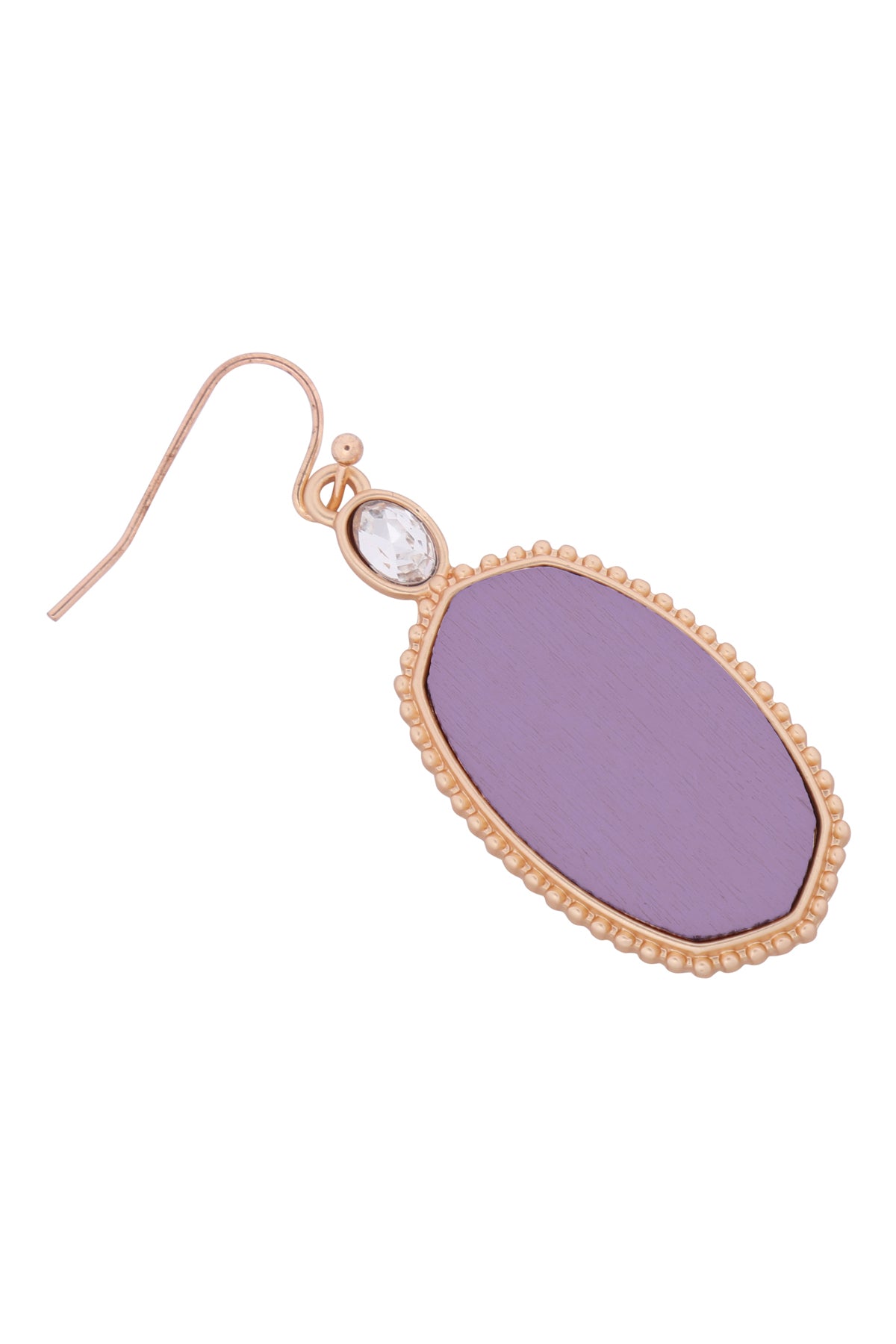 Textured Metal Wood Oval Drop Hook Earring
