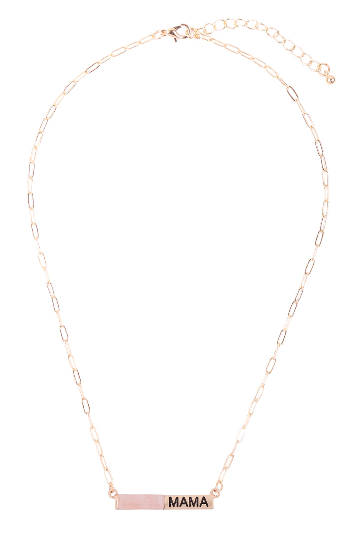 "MAMA" Half Natural Stone Half Metal Necklace