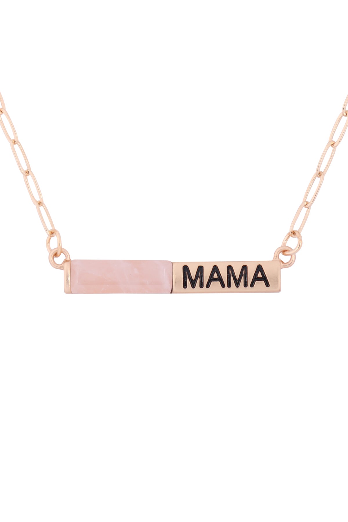 "MAMA" Half Natural Stone Half Metal Necklace