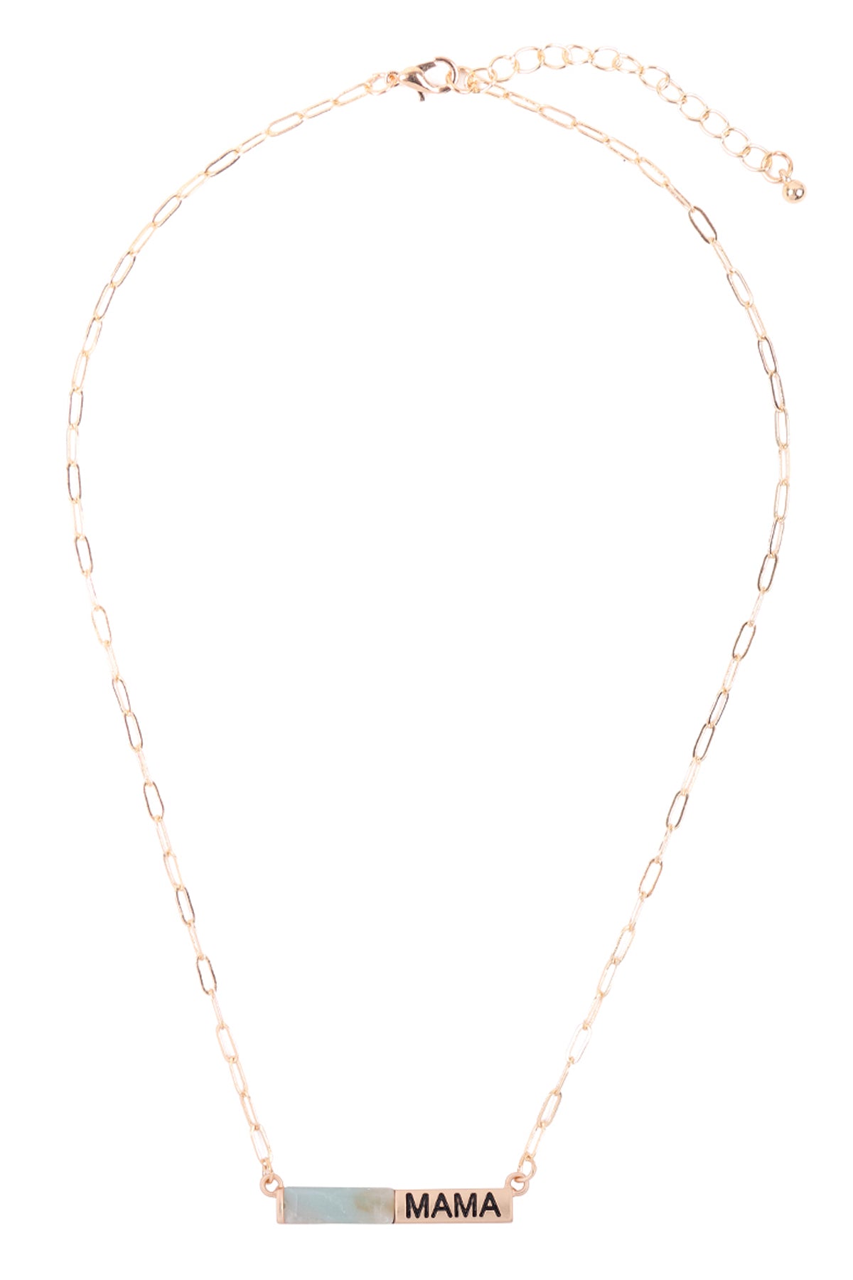 "MAMA" Half Natural Stone Half Metal Necklace