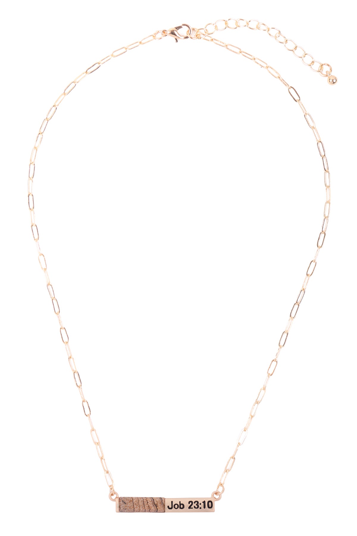 "Job 23:10" Half Natural Stone Half Metal Necklace