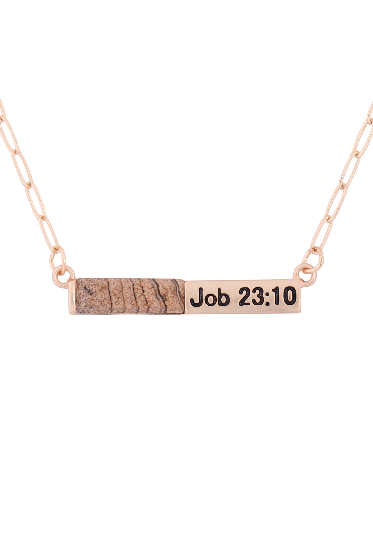 "Job 23:10" Half Natural Stone Half Metal Necklace