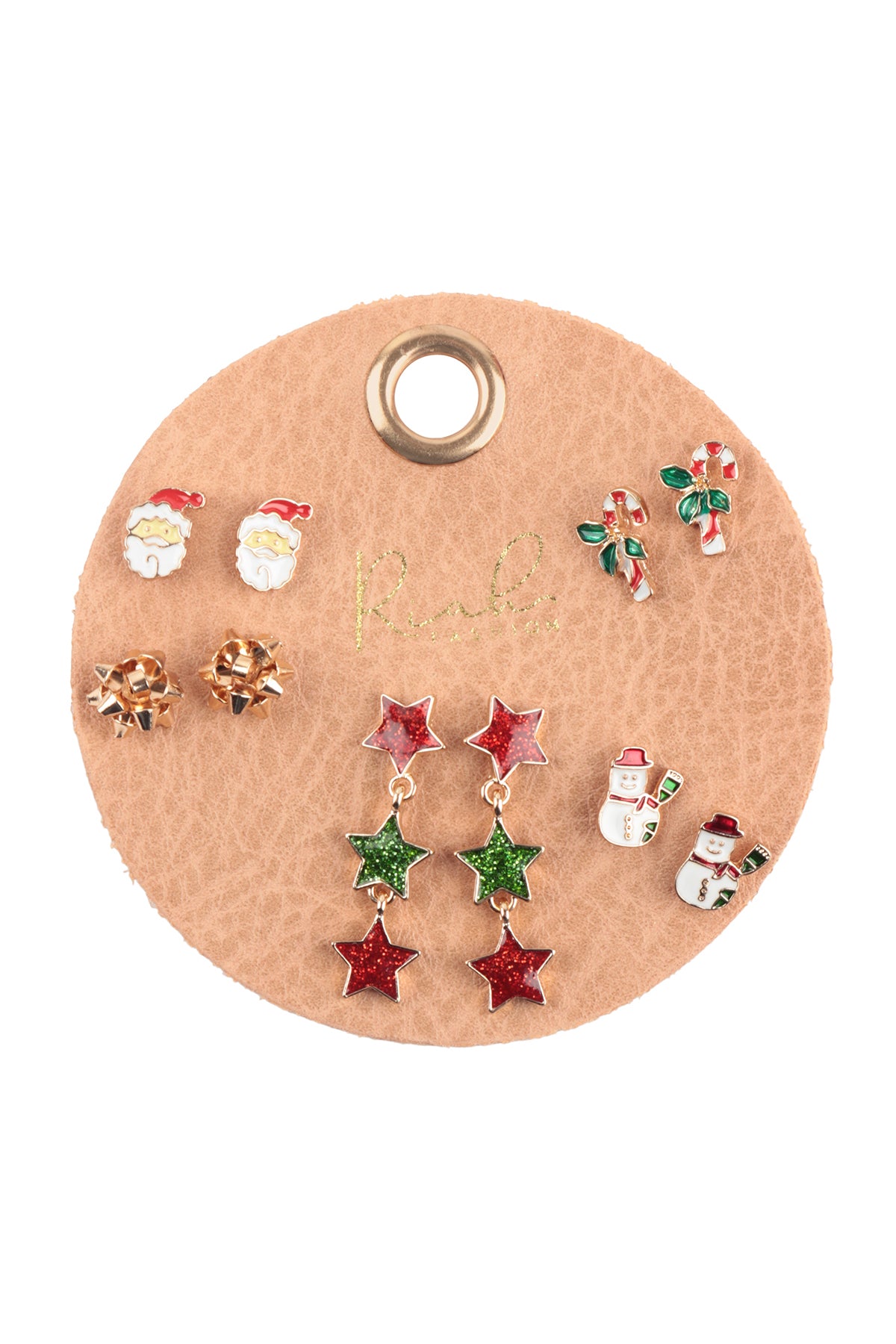 Christmas Santa, Snowman, Candy Cane, Post Set Earrings