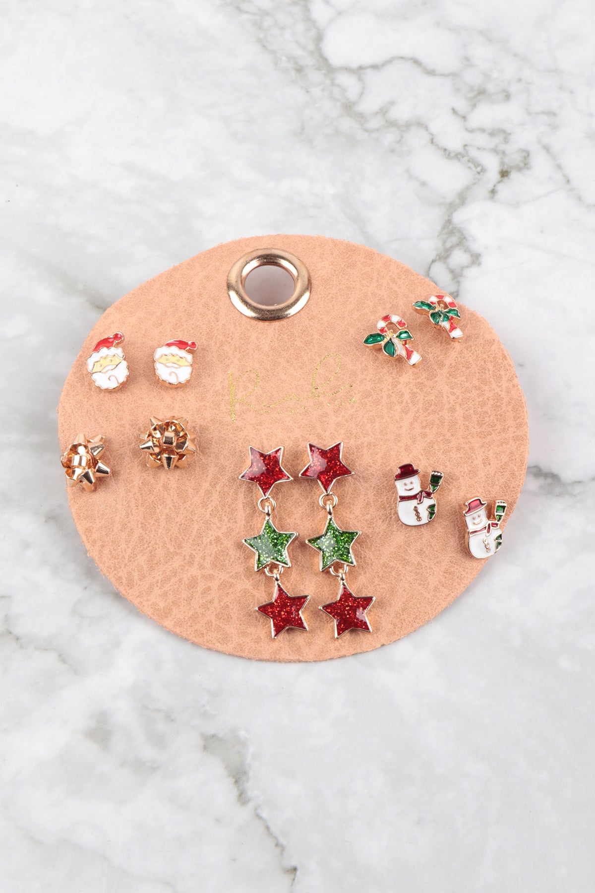 Christmas Santa, Snowman, Candy Cane, Post Set Earrings