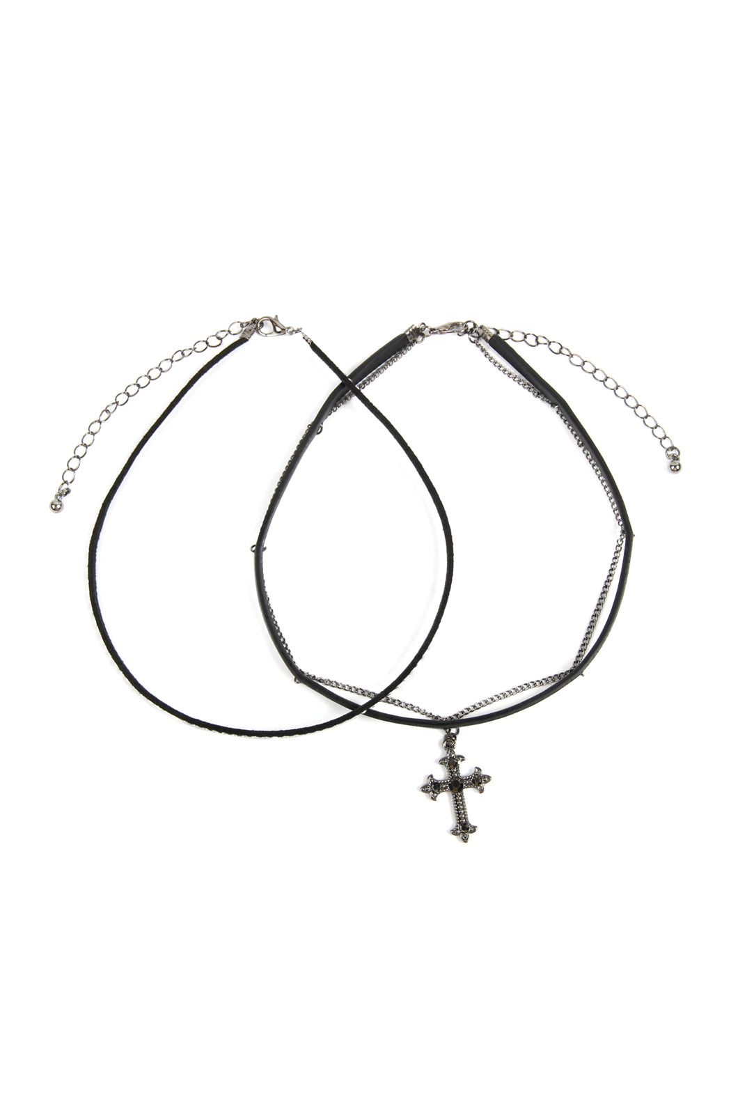 Cross Leather Chain Choker Necklace