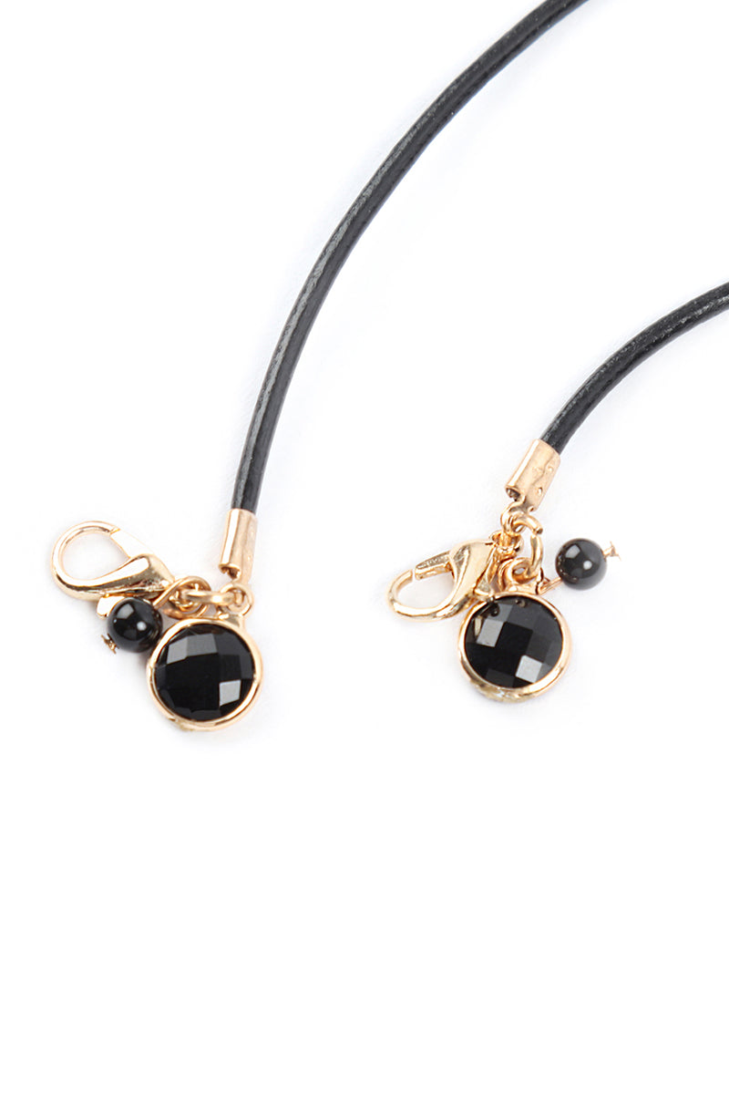 Necklace Leather Glass Beads - Masks or Eyeglasses Holder