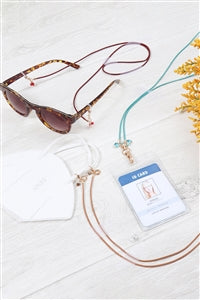 Necklace Leather Glass Beads - Masks or Eyeglasses Holder