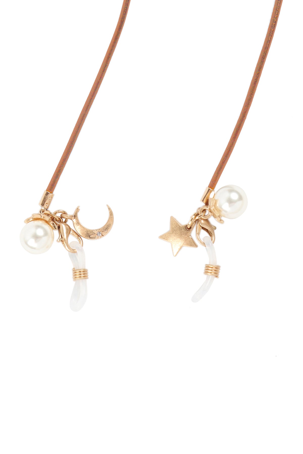 Eyeglasses Holder Leather Moon and Star Necklace