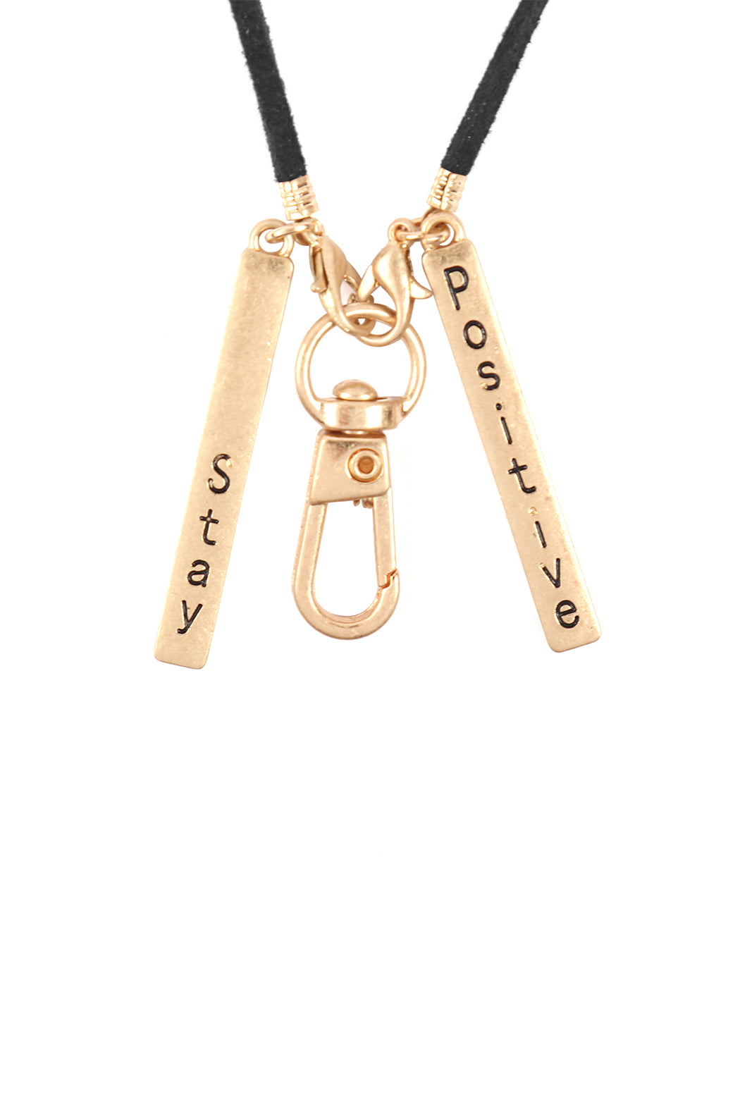 Eyeglasses Holder Leather "Stay Positive" Necklace