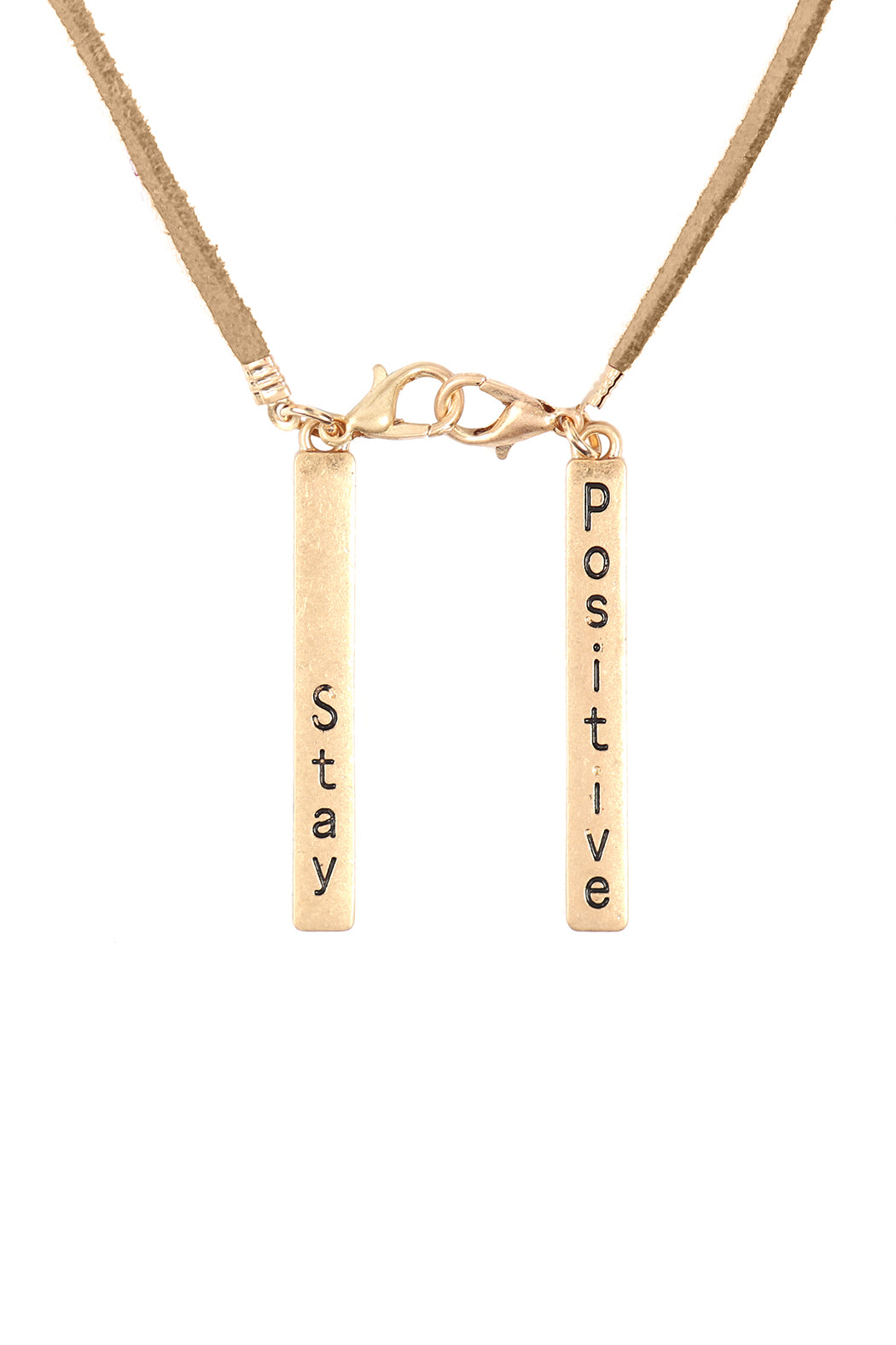 Eyeglasses Holder Leather "Stay Positive" Necklace