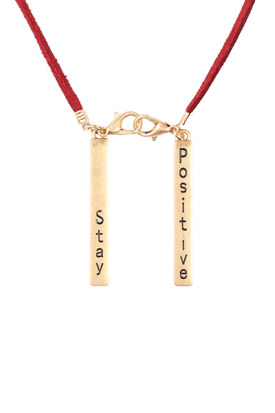Eyeglasses Holder Leather "Stay Positive" Necklace