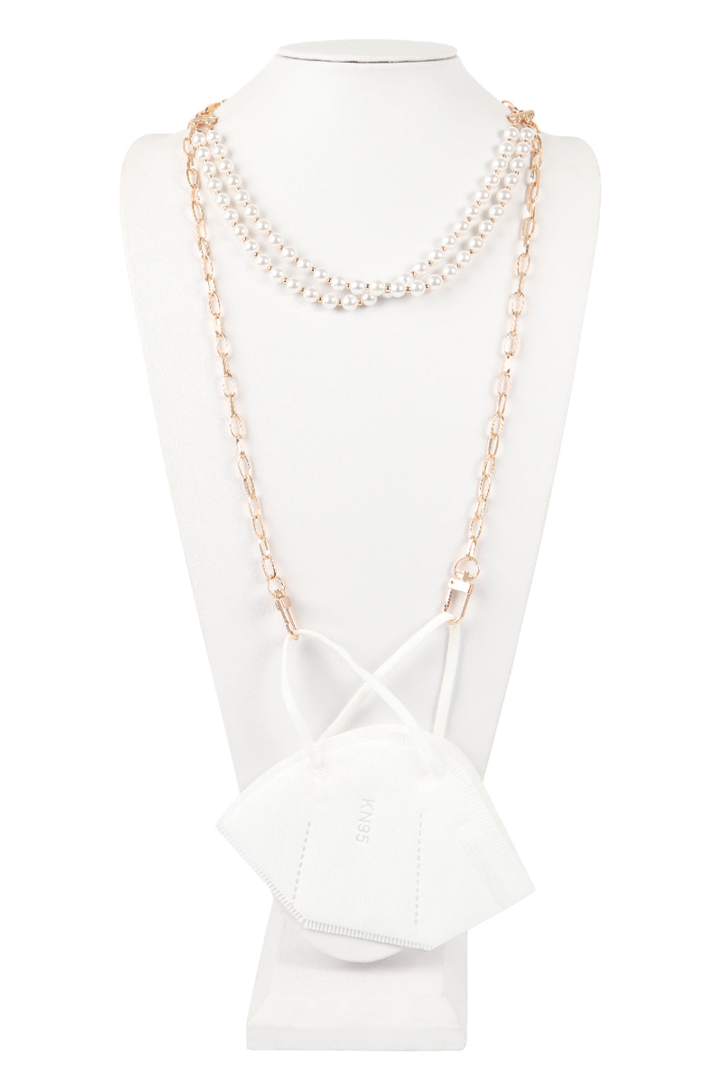 Cross Body Chain Layered Pearl Chain Necklace