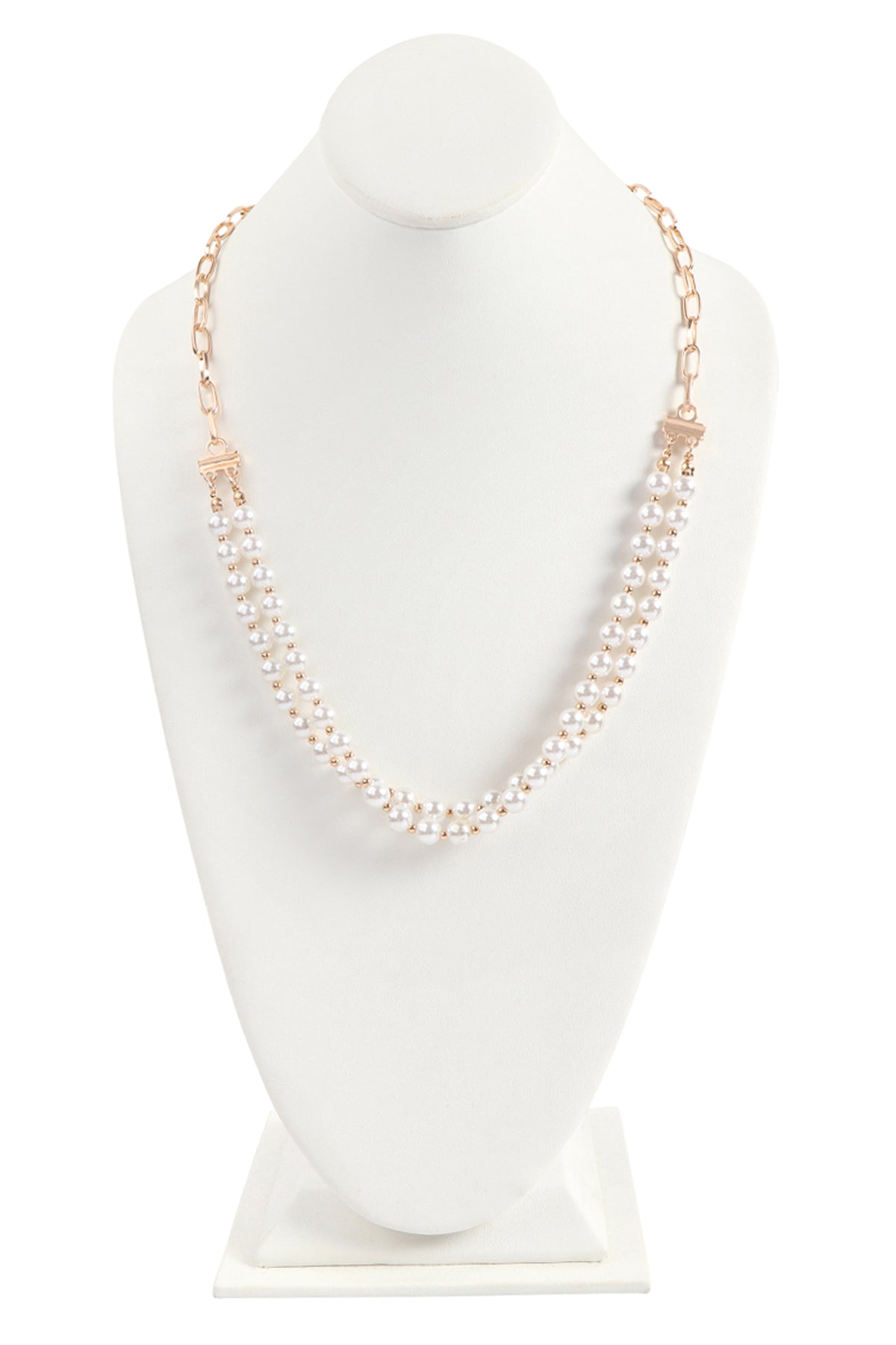 Cross Body Chain Layered Pearl Chain Necklace