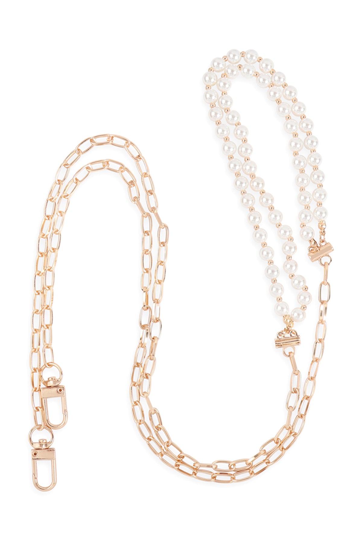 Cross Body Chain Layered Pearl Chain Necklace