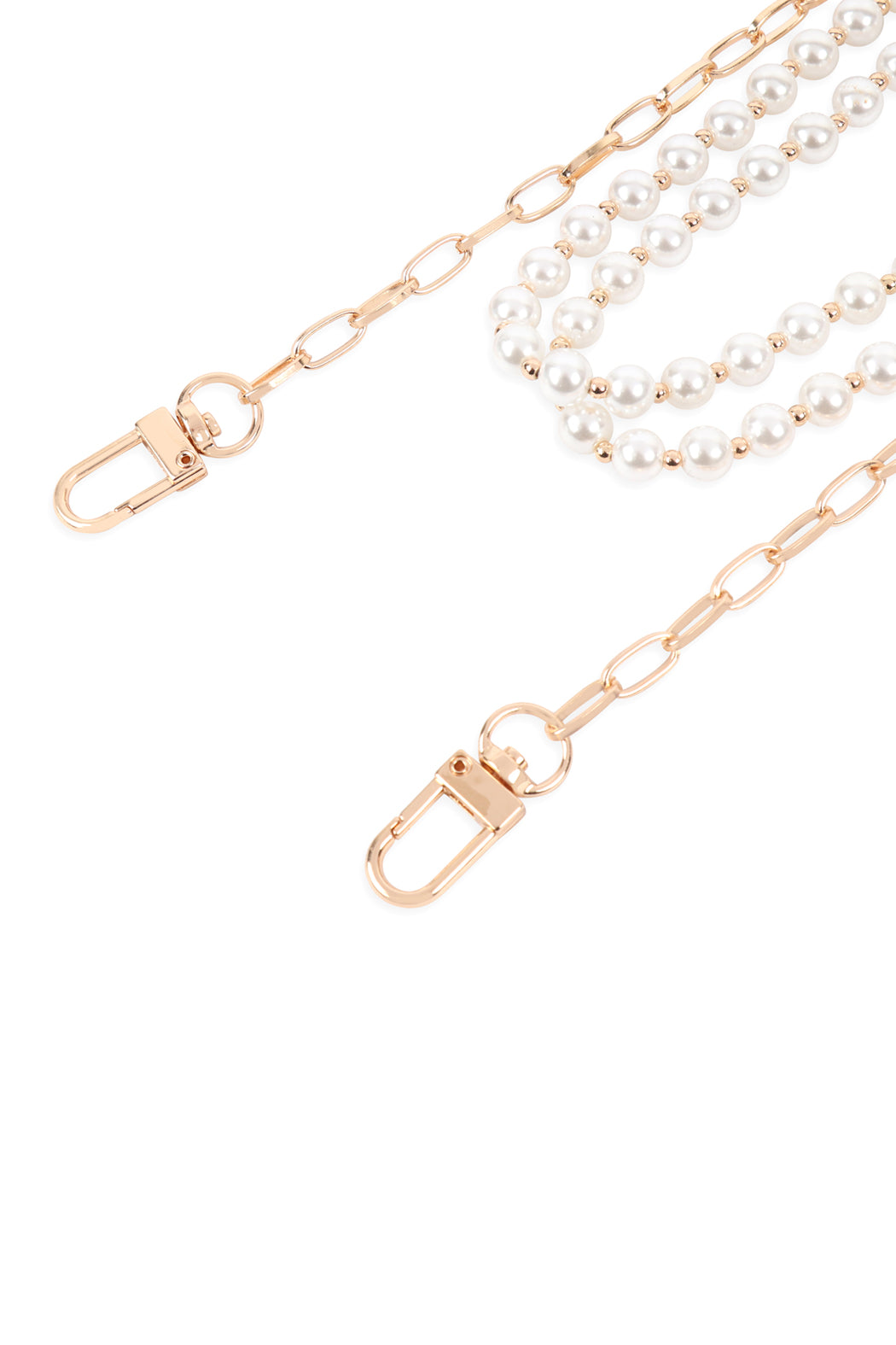 Cross Body Chain Layered Pearl Chain Necklace