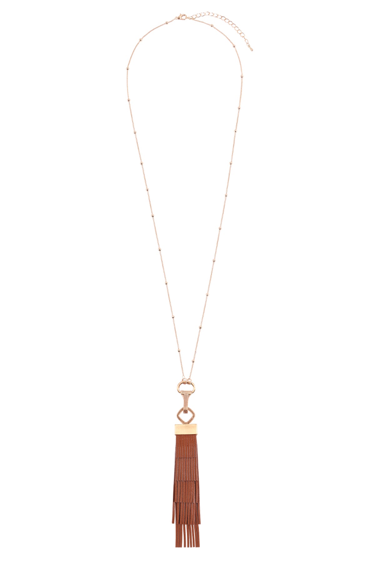 Layered Leather Tassel Pendant Necklace