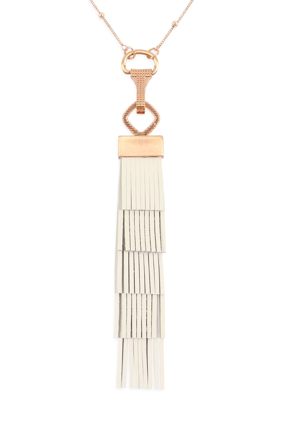 Layered Leather Tassel Pendant Necklace
