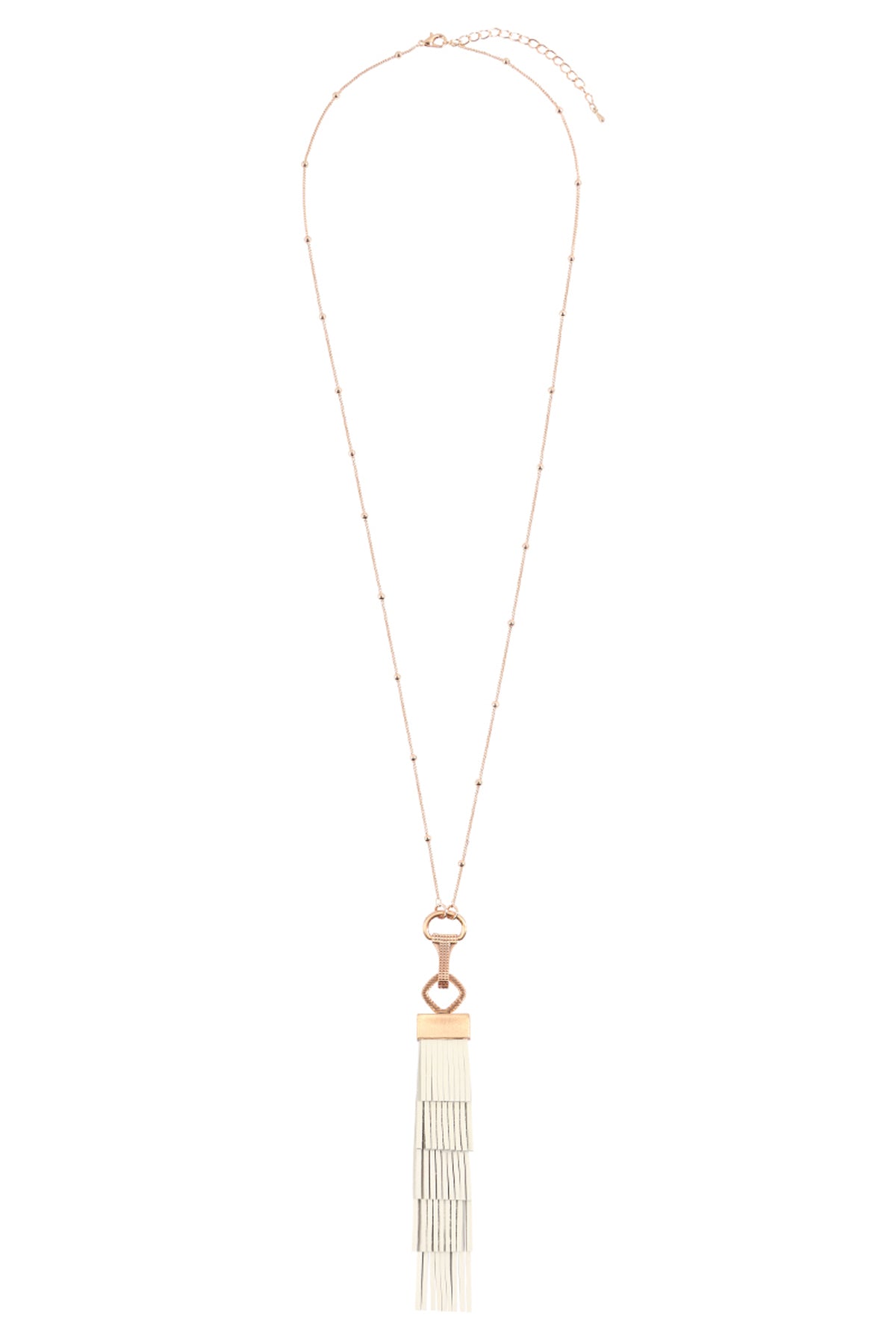 Layered Leather Tassel Pendant Necklace