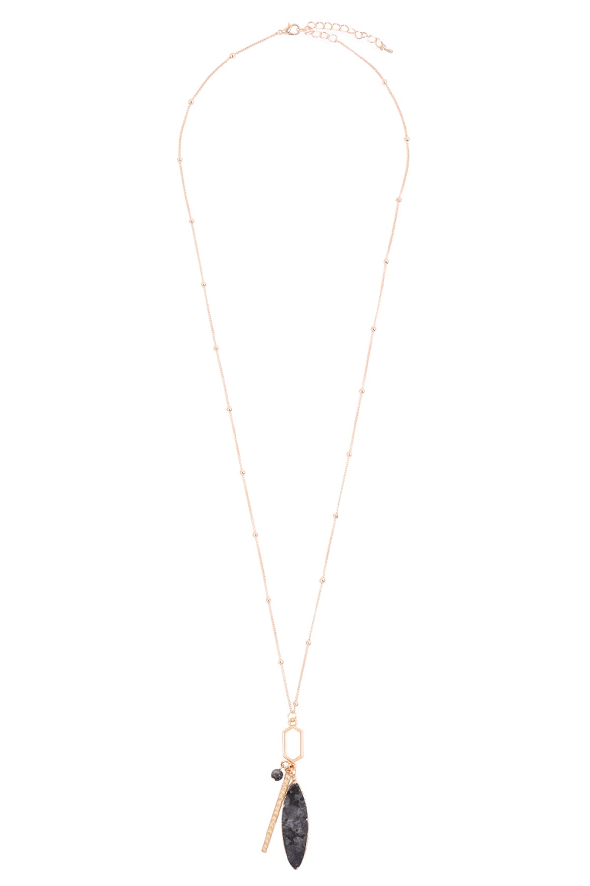 Marquise Natural Stone Hexagon Bar Cluster Pendant Necklace