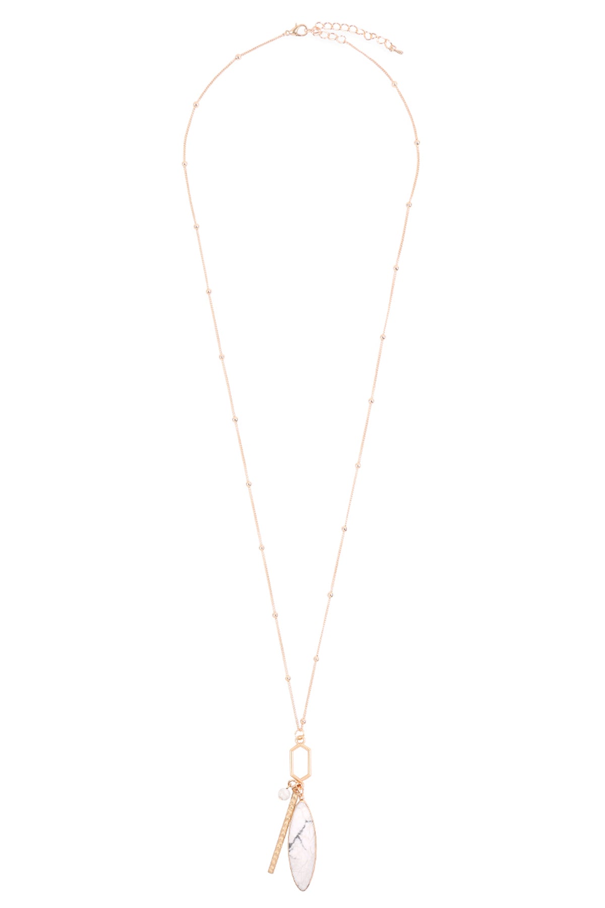 Marquise Natural Stone Hexagon Bar Cluster Pendant Necklace