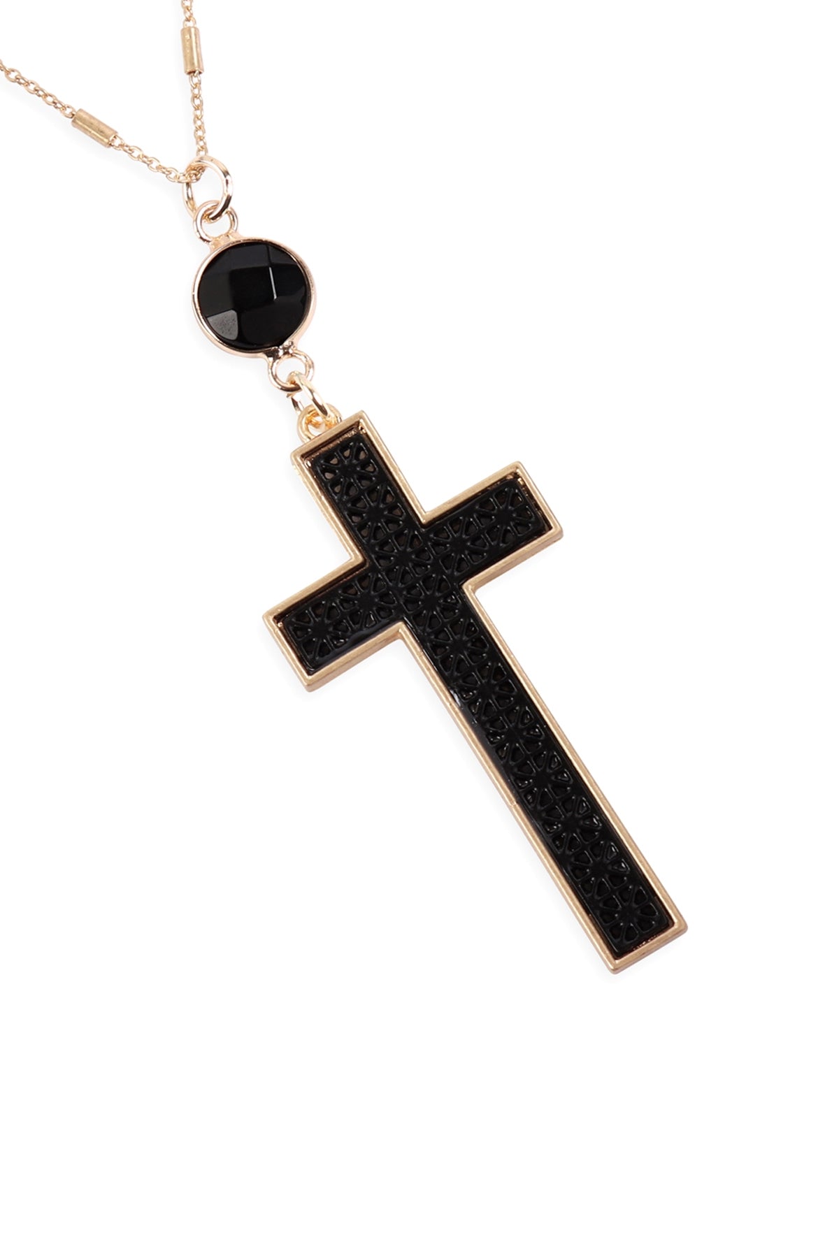 Cross w/ Natural Stone Pendant Chain Necklace