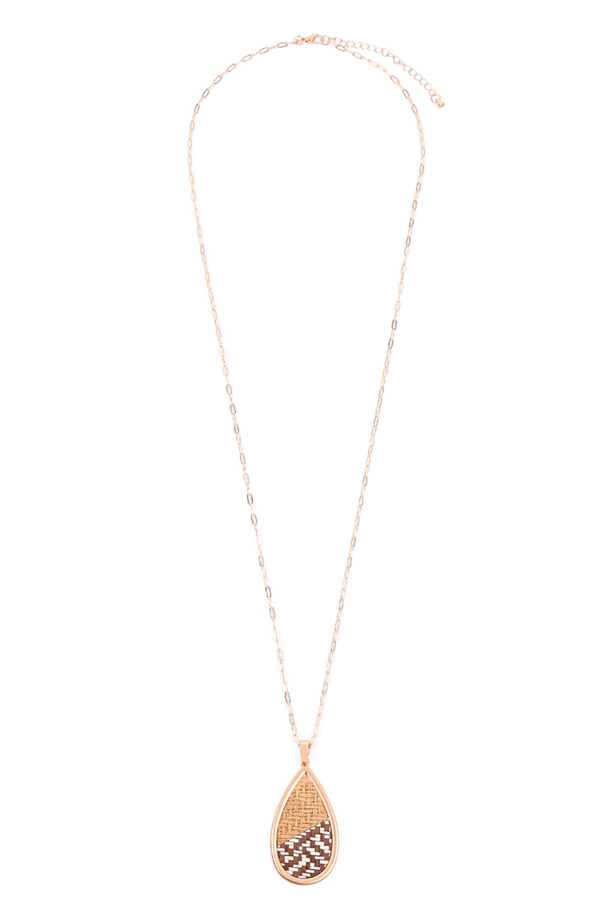 Teardrop Shape Rattan Pendant Necklace
