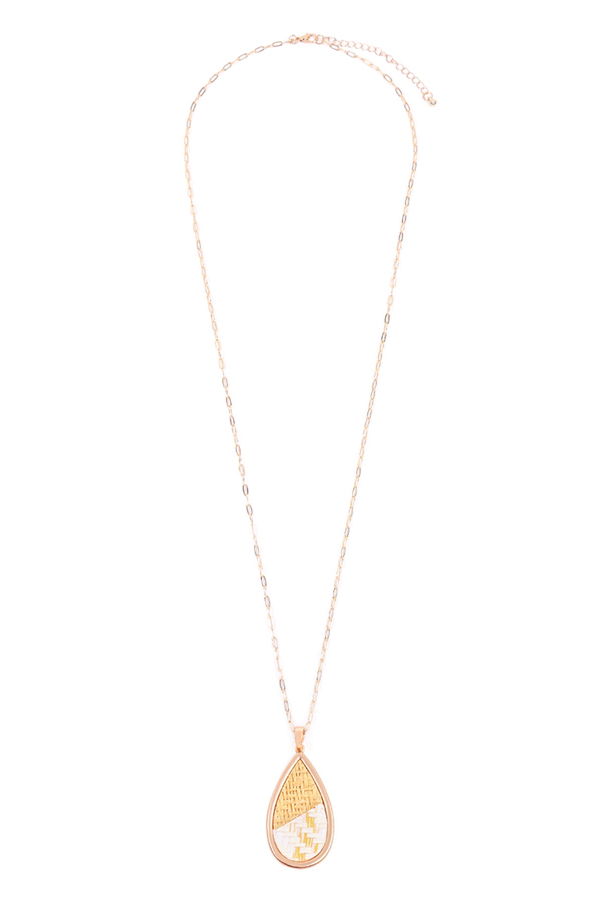 Teardrop Shape Rattan Pendant Necklace