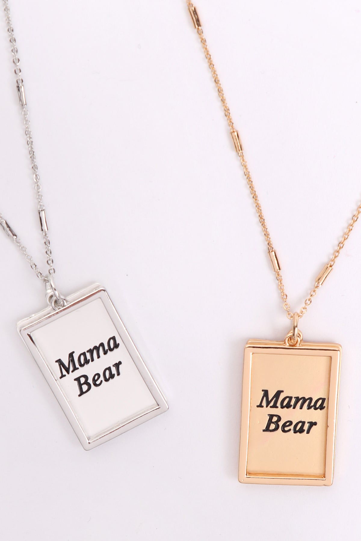 Mama Etched Brass Box Pendant Necklace