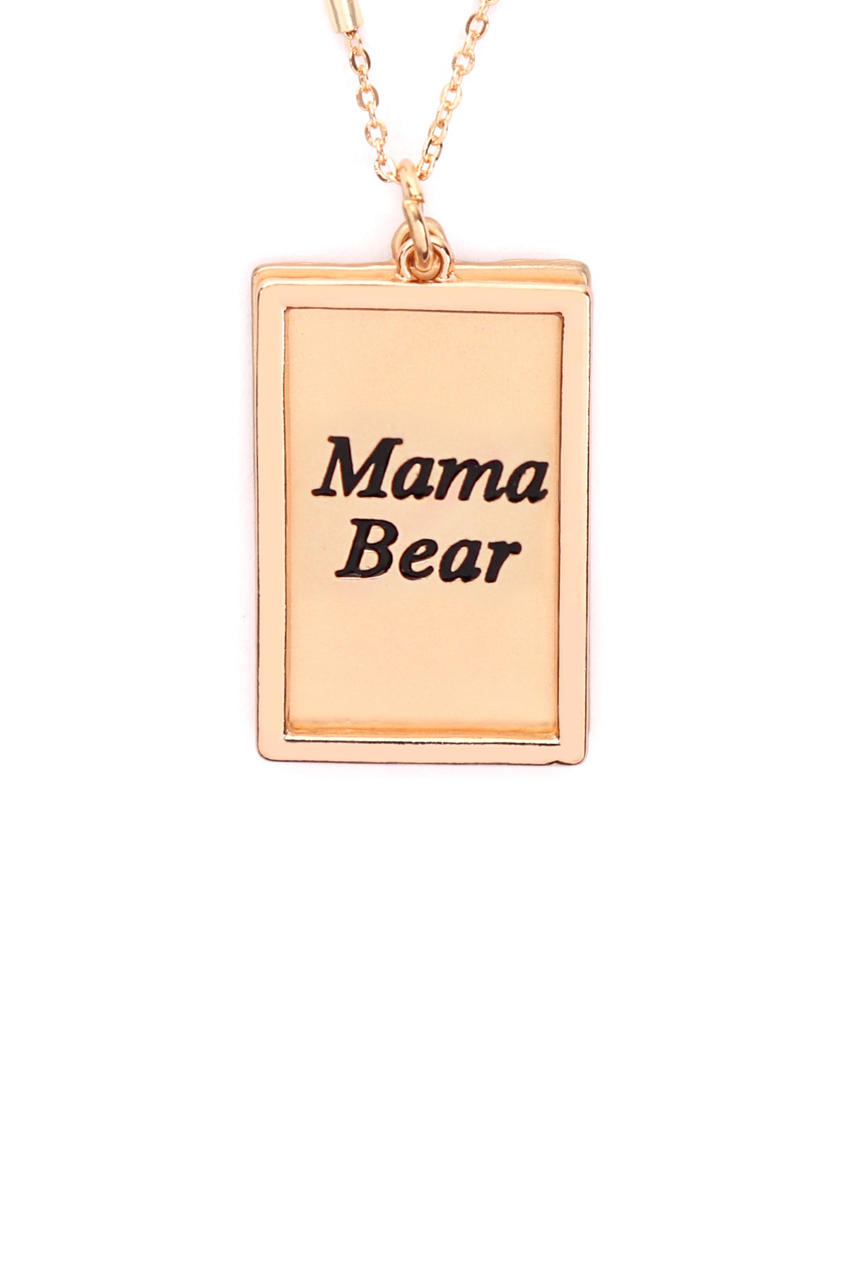 Mama Etched Brass Box Pendant Necklace