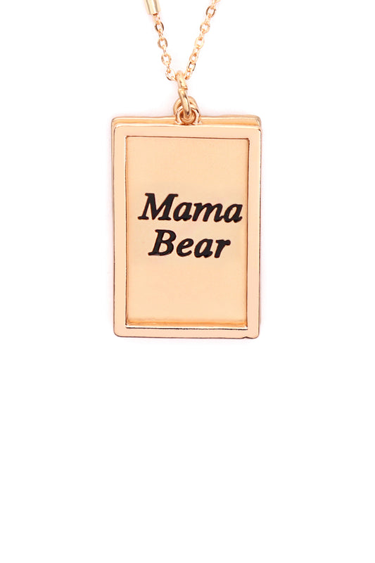 Mama Etched Brass Box Pendant Necklace