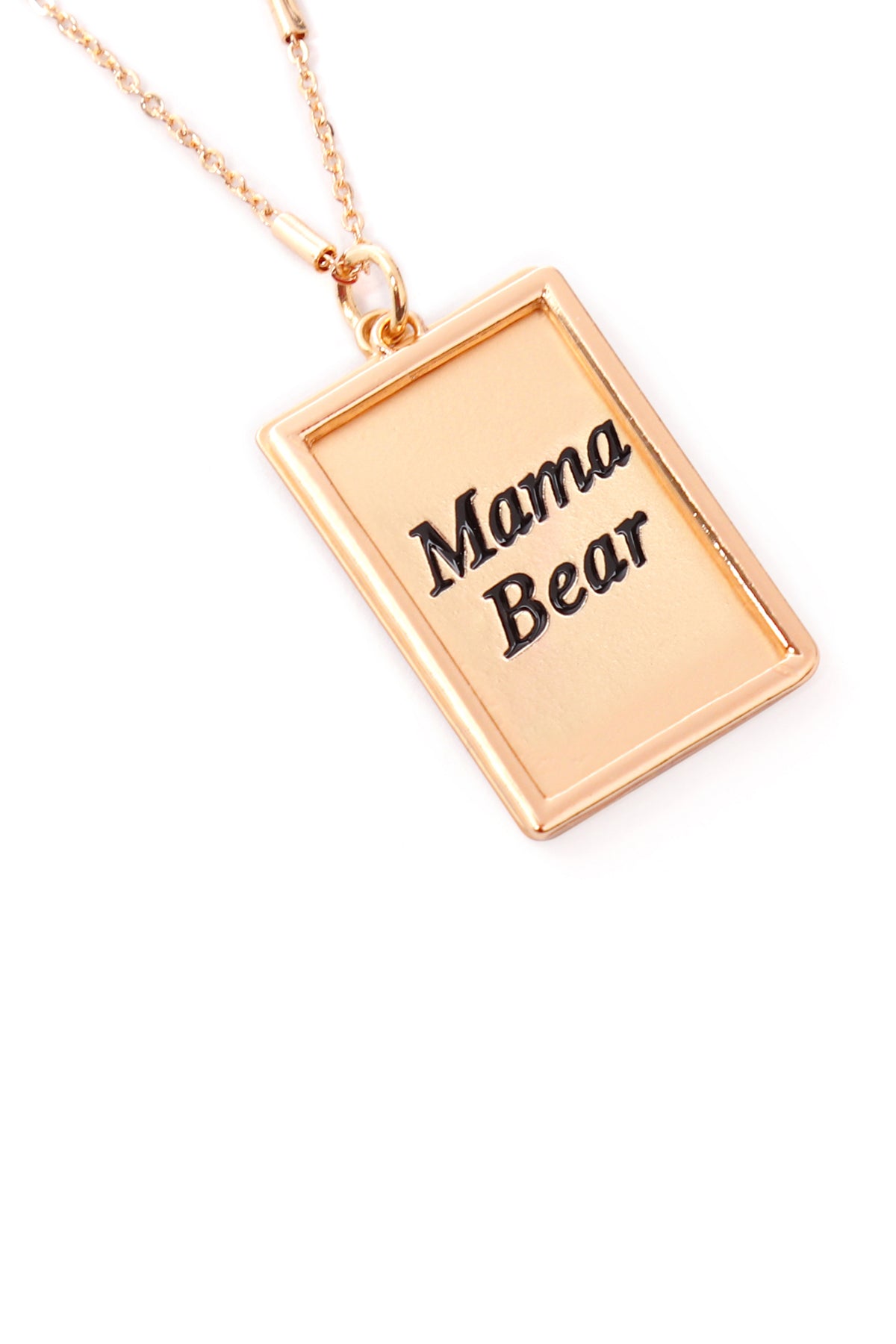 Mama Etched Brass Box Pendant Necklace