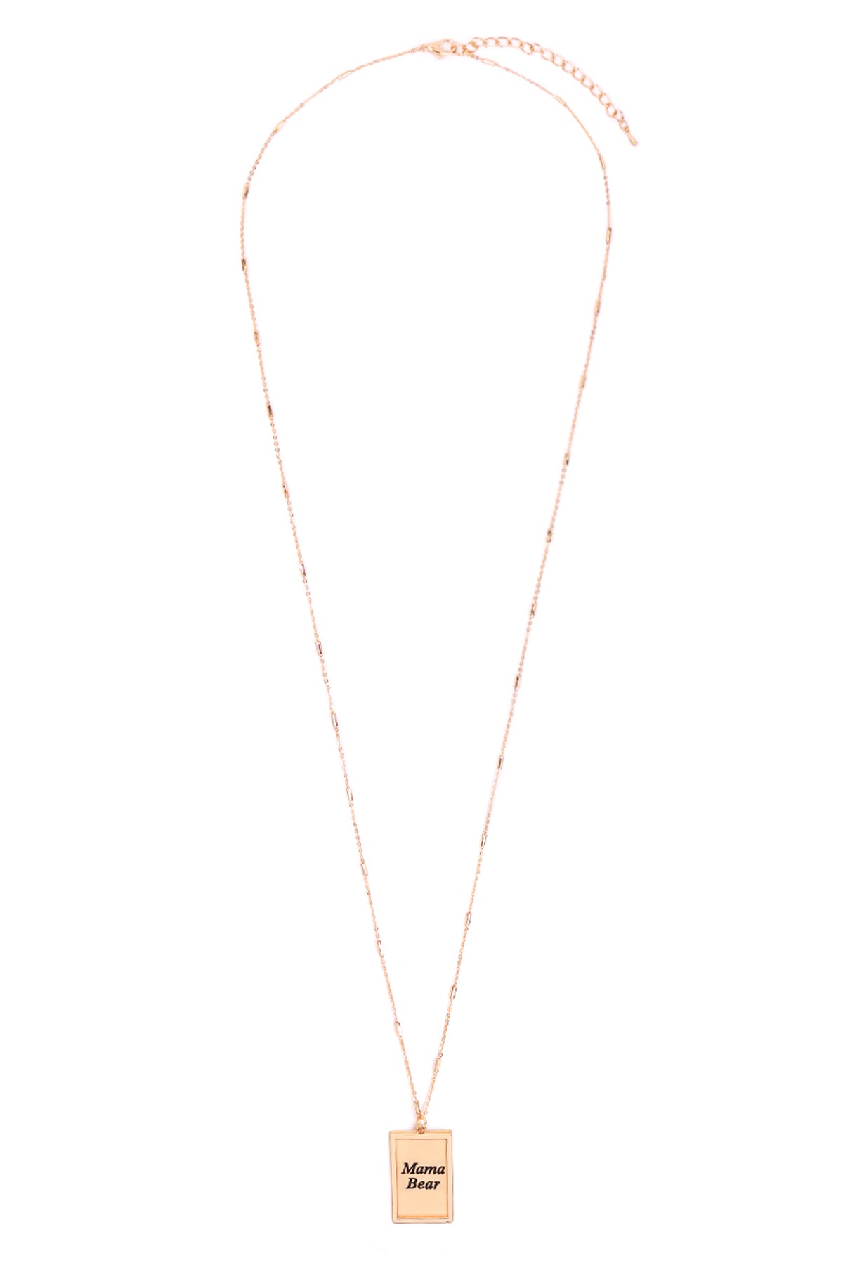Mama Etched Brass Box Pendant Necklace